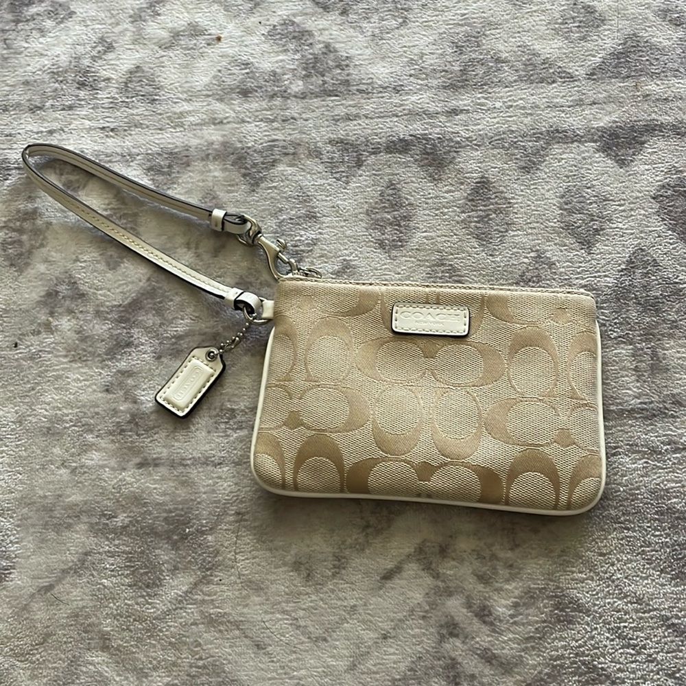 Coach tan small purse/wallet